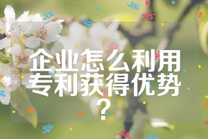企業(yè)怎么利用專利獲得優(yōu)勢？