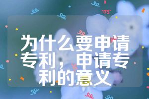 為什么要申請專利，申請專利的意義